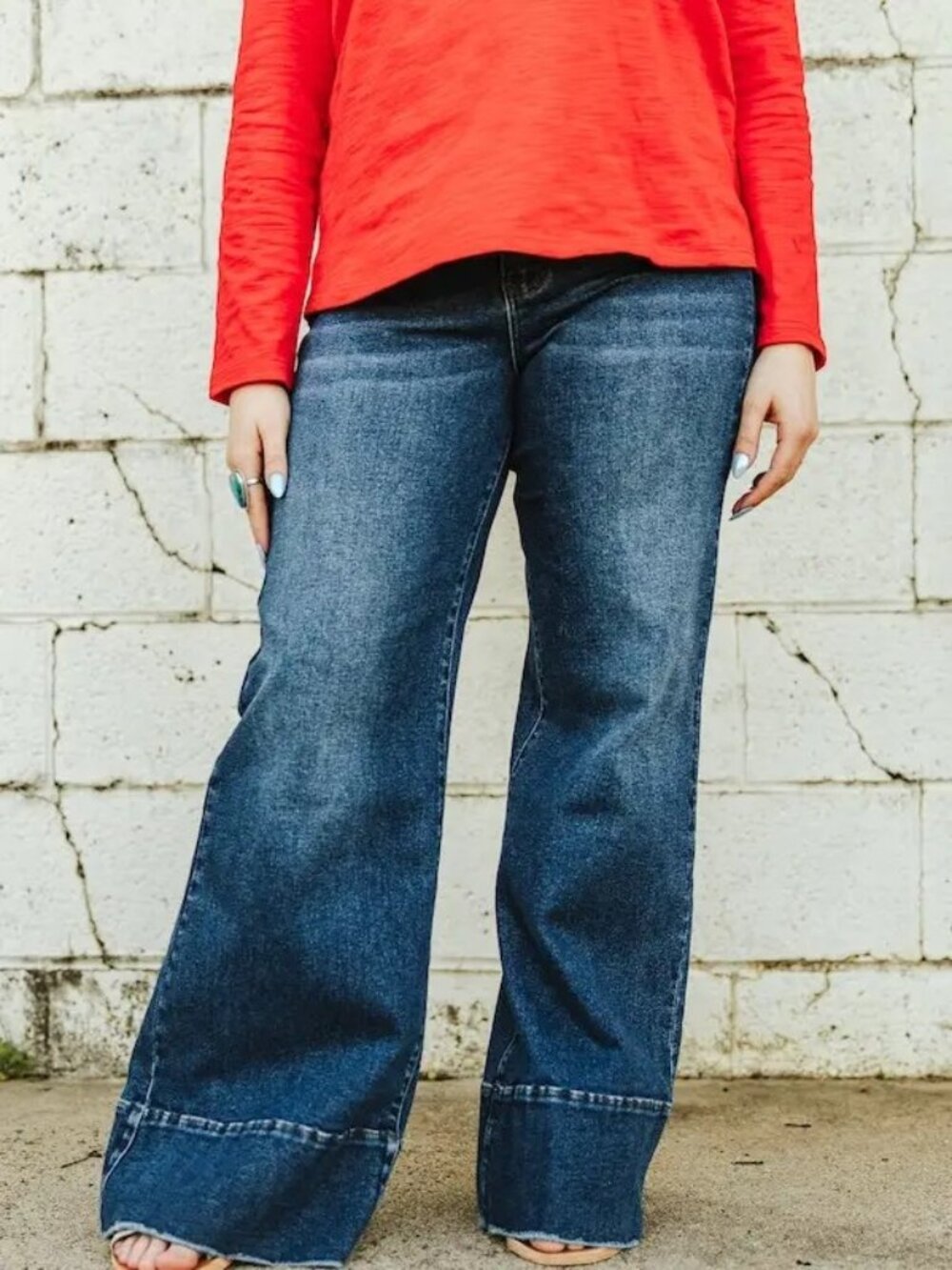 Lucky & Blessed Dark Wash High Rise Trouser Jeans